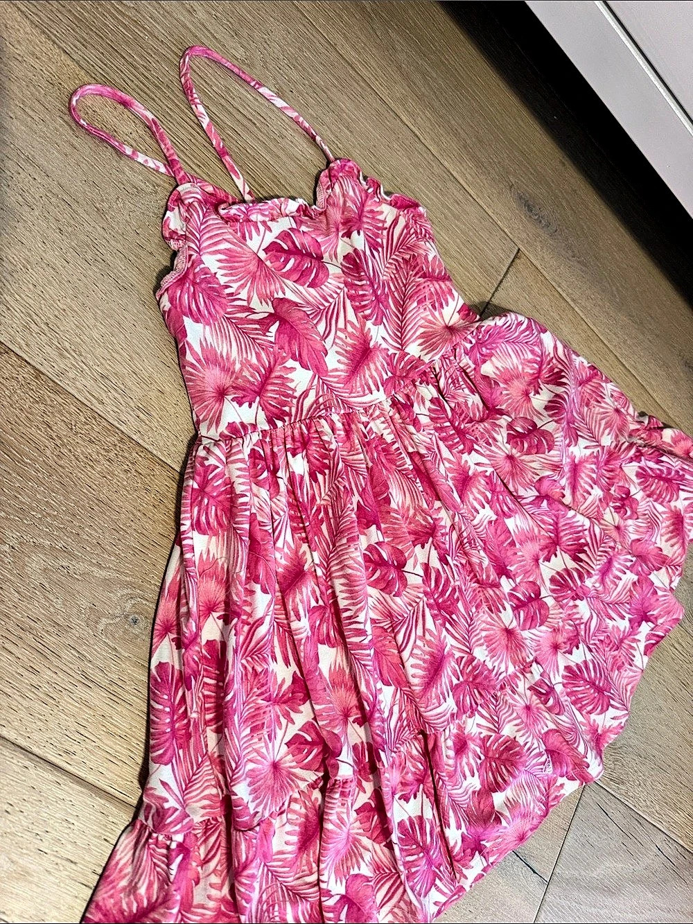 Janie and Jack Floral Mini Dress in Pink & White Size 7 like New